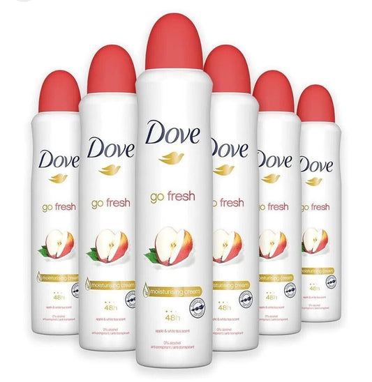Dove Go Fresh Deodorante Spray Mela e Tè Bianco, Maxi Formato, 6 Pezzi da 250 ml