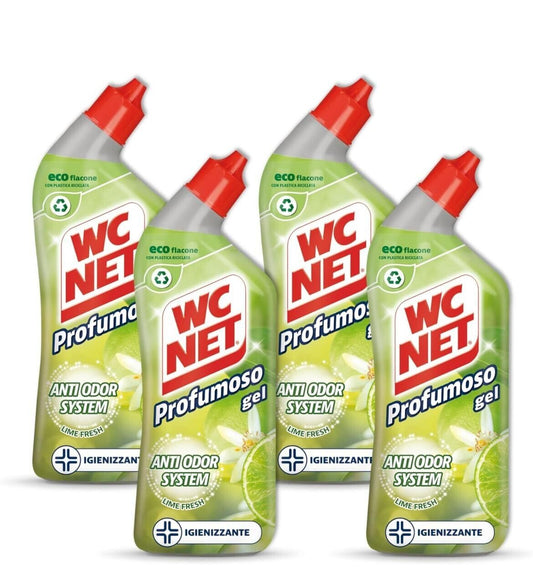 4 x 700 ml Wc Net Profumoso Gel Detergente Liquido per Sanitari Essenza Lime