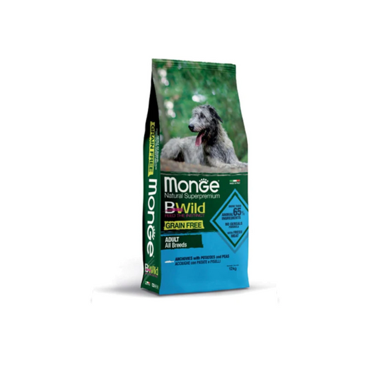 Monge Bwild grain free 12kg Acciughe patate e piselli