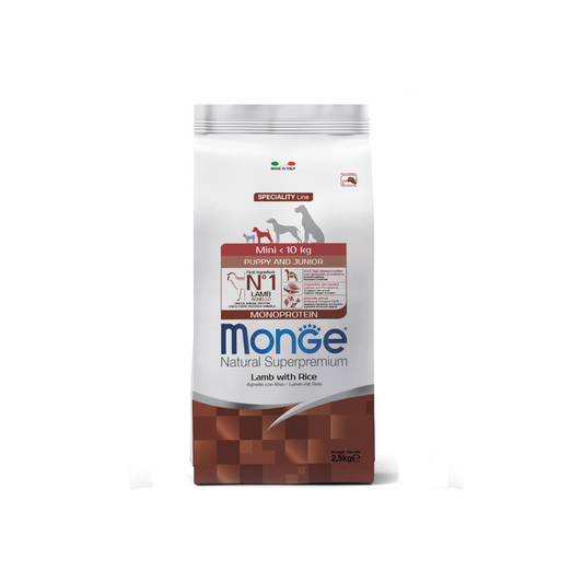 Monge Mini Puppy and junior 7,5 kg Agnello e riso